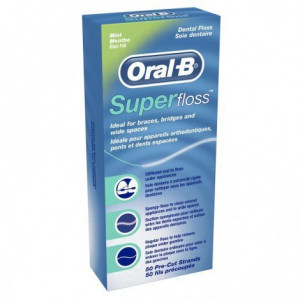 Зубная нить Super Floss 50 нитей. Для мостовидных протезов, брекет-систем, имплантантов (Oral-B)