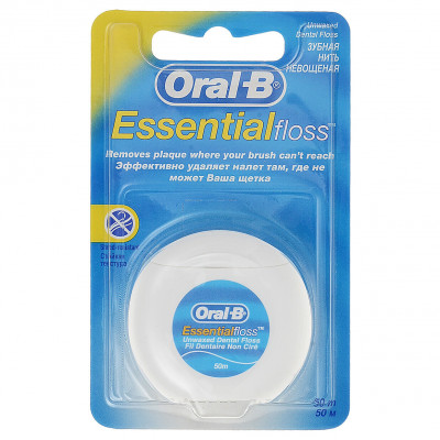 Зубная нить невощеная Essential Floss 50м (Oral-B)